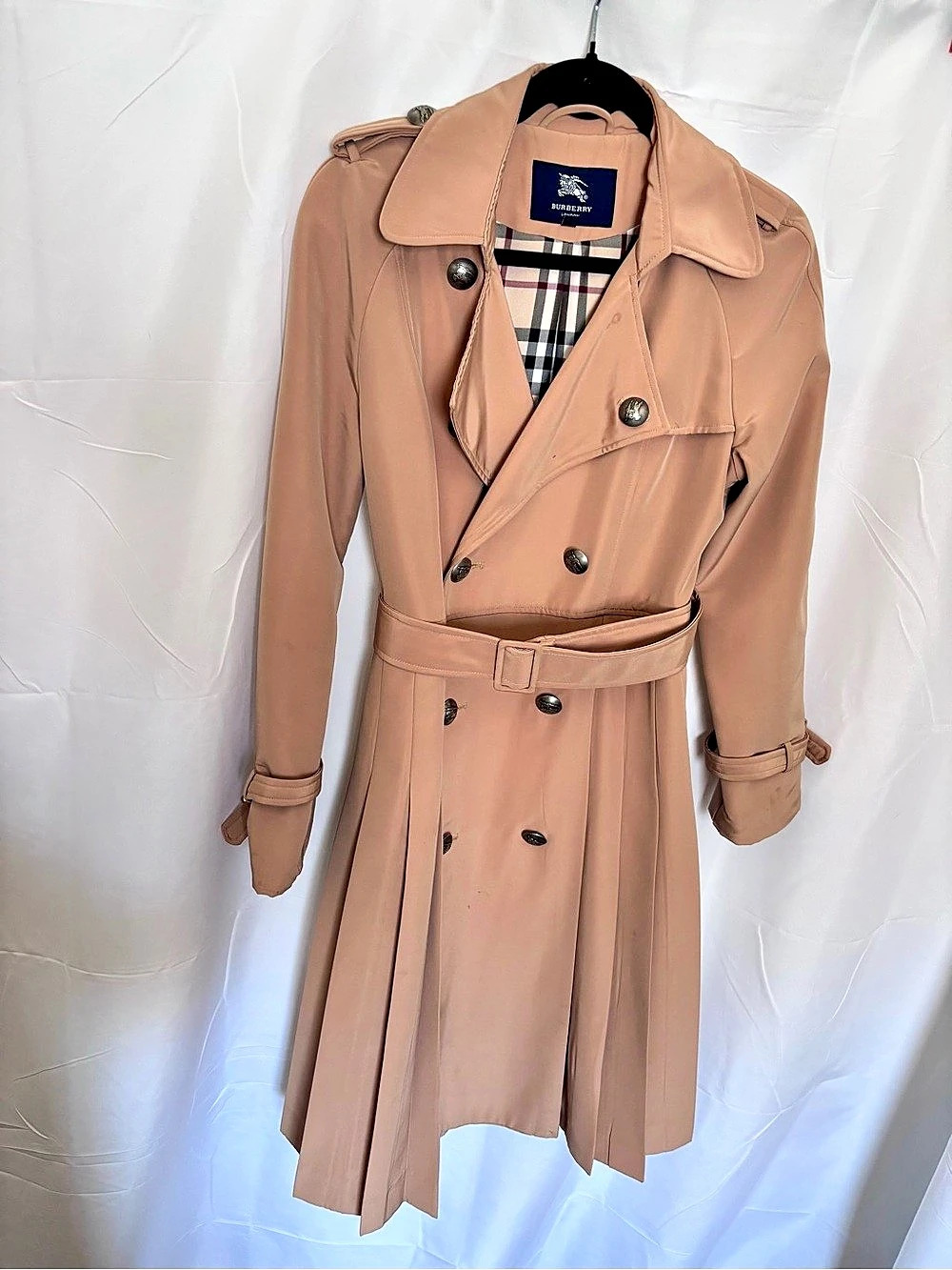 Beige & Plaid Trench Coat